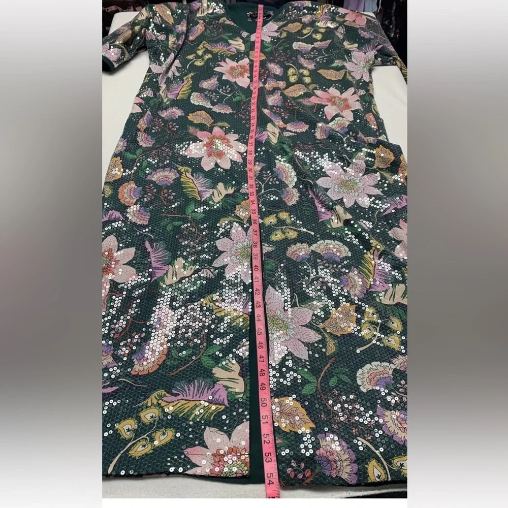Eloquii green floral Sequin Vneck Kaftan dress Sz 14-16 - Picture 13 of 16